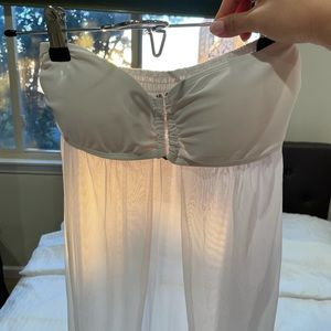 White Bandeau Swimsuit with flowing Babydoll cover